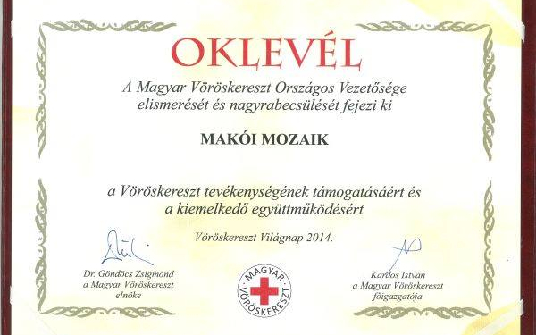 Magyar Vöröskereszt kitüntetést kapott a Hagymatikum és a Makói Mozaik