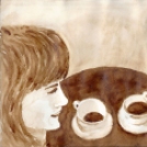 Kajári Katalin kávéval festett képei