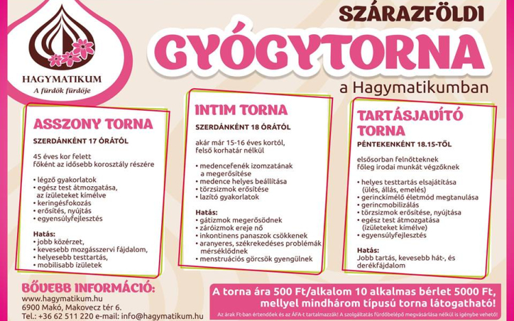 Szárazföldi gyógytorna a Hagymatikumban